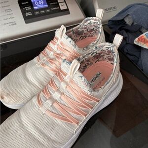 Skechers Memory Foam Sneakers | White & Blush | Slip-On Athletic Shoes